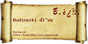 Budinszki Éva névjegykártya
